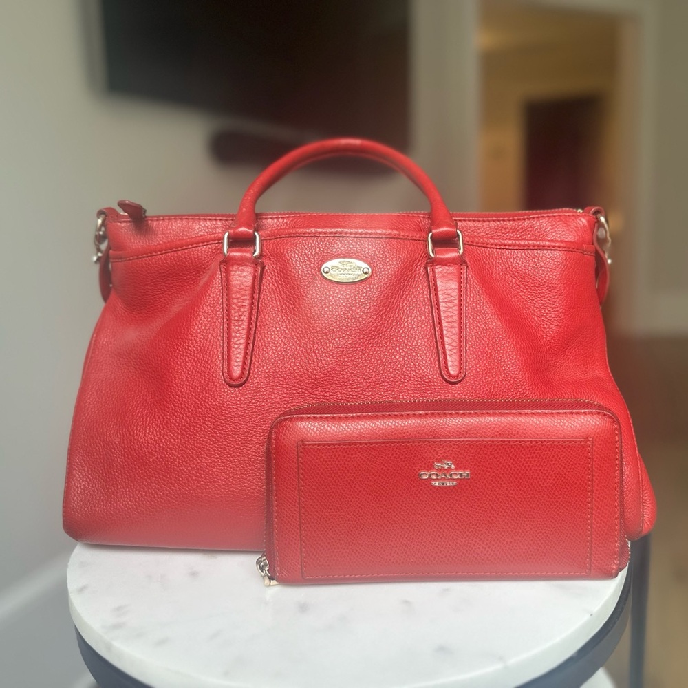 COACH PEBBLE LEATHER MORGAN SATCHEL 35185 SHOULDER BAG HANDBAG PURSE CROSSBODY